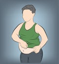 Fat man with a big belly. obesity. weight loss concept. vector illustration. Royalty Free Stock Photo