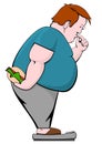 Fat man with burger