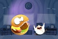 Fat man chased by Burger Monster Royalty Free Stock Photo