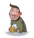 Fat man drinking beer Royalty Free Stock Photo