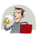 Fat man drinking beer Royalty Free Stock Photo