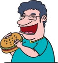 Fat man eating burger Royalty Free Stock Photo