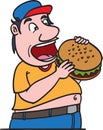 Fat man eating burger Royalty Free Stock Photo