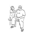 Fat man equal access to coronavirus vaccination and treatment during coronavirus epidemic concept illustration vector hand drawn