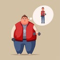 Fat man. Running and activity lifestyle concept. Cartoon vector illustration