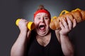 Fat man, fight against obesity concept Royalty Free Stock Photo