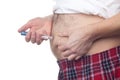 Fat Man Insulin Injection Royalty Free Stock Photo