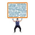 Fat man lifting a billboard Royalty Free Stock Photo