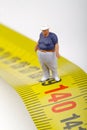 Fat man on a measurer - miniature Royalty Free Stock Photo