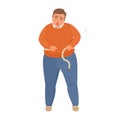 Fat man measuring waist Royalty Free Stock Photo