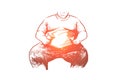 Fat, man, overweight, unhealthy, belly concept. Hand drawn isolated vector. Royalty Free Stock Photo