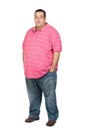 Fat man with pink shirt Royalty Free Stock Photo