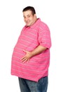 Fat man with pink shirt Royalty Free Stock Photo