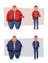 Fat man. Running and activity lifestyle concept. Cartoon vector illustration