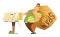 Fat man spammer with a big sack of spam mails Royalty Free Stock Photo