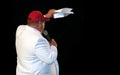 Fat man on stage Royalty Free Stock Photo