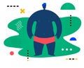Fat man standing and watching forward. Creative vector illustration made in abstract composition Royalty Free Stock Photo