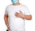 Fat man wearing a mask Chest pain