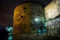 The Fat Margaret cannon tower. Night landscape with lighting. Tallinn, Estonia