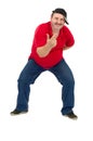 Fat mature guy dancing hip-hop Royalty Free Stock Photo