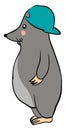 Fat mole with hat, illustration, vector