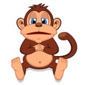 Fat monkey sitting cartoon Royalty Free Stock Photo