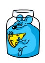 Fat mouse jar breakfast cheese illustration animal Royalty Free Stock Photo