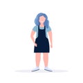 Fat obese casual woman standing pose smiling overweight lady obesity concept female cartoon character full length flat