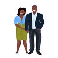 Fat obese couple standing together african american overweight man woman obesity concept male female cartoon characters Royalty Free Stock Photo