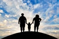 Fat, obese family is standing on a hill Royalty Free Stock Photo