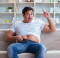 Fat obese man in dieting concept Royalty Free Stock Photo