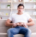 Fat obese man in dieting concept Royalty Free Stock Photo