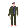 Fat obese man standing pose smiling overweight casual guy obesity concept male cartoon character full length flat white Royalty Free Stock Photo