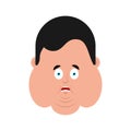 Fat OMG scared face emotion avatar. Stout guy Oh my God emoji. F Royalty Free Stock Photo