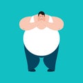 Fat OMG scared. Stout guy Oh my God emoji. Frightened big man. V Royalty Free Stock Photo