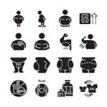 Fat, overweight person icon set