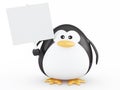 Fat penguin with empty board Royalty Free Stock Photo