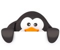 Fat penguin with empty board Royalty Free Stock Photo