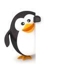 Fat penguin with empty board Royalty Free Stock Photo