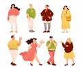 Fat People Characters with Full Body and Obesity Vector Set Royalty Free Stock Photo