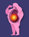 Fat people icon vector woman stomach problem