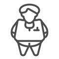 Fat person line icon. Obesity vector illustration isolated on white. Fat man outline style design, designed for web and