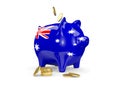Fat piggy bank with flag of australia Royalty Free Stock Photo