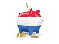 Fat piggy bank with flag of netherlands
