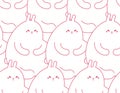 Fat rabbit pattern seamless. Thick hare background. Cute baby cloth texture vector Royalty Free Stock Photo