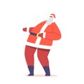 Fat Santa Claus Dancing and Laughing, Christmas Character in Red Traditional Costume Performing Modern Dance Royalty Free Stock Photo