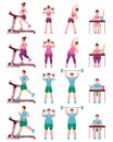 Fat Slim Fitness People Icon Set