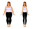 Fat and slim girl. Weight loss fitness. Royalty Free Stock Photo