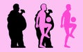 Fat and Slim Man Silhouette playing football Royalty Free Stock Photo