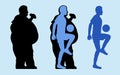 Fat and Slim Man Silhouette Royalty Free Stock Photo